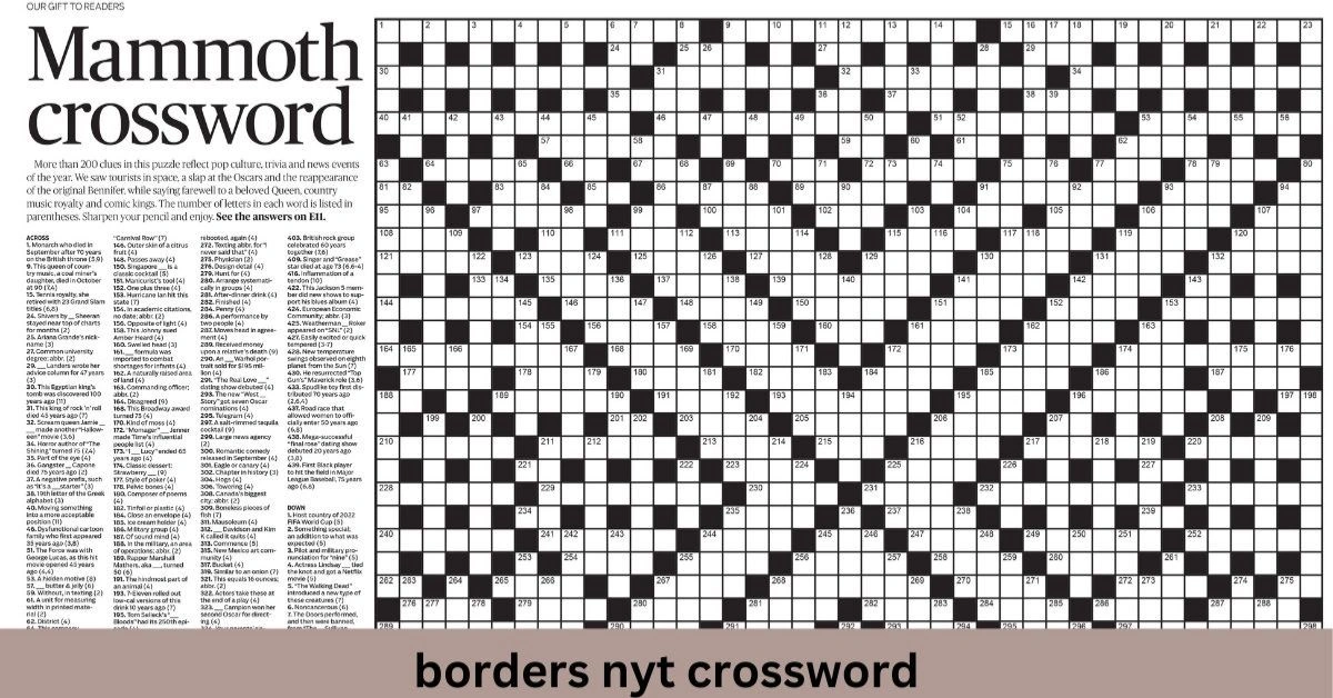 Borders NYT Crossword