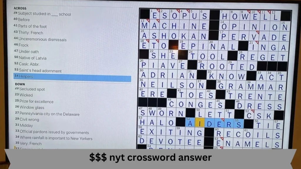 $$$ NYT Crossword Answer