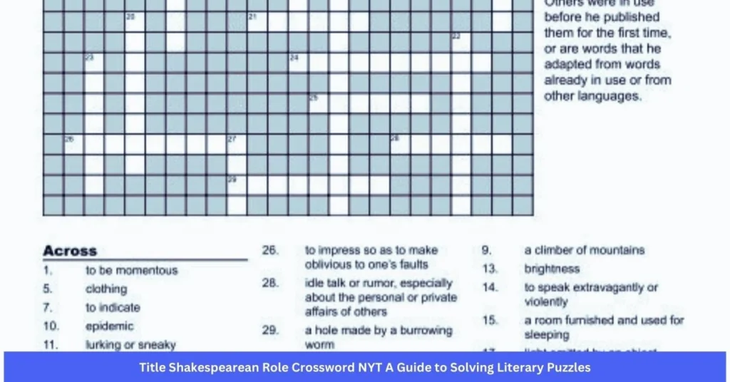 Title Shakespearean Role Crossword NYT