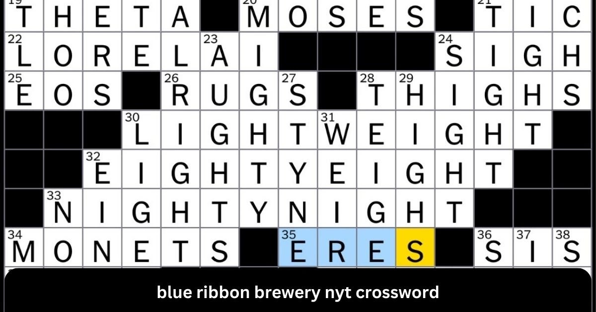 Blue Ribbon Brewery NYT Crossword