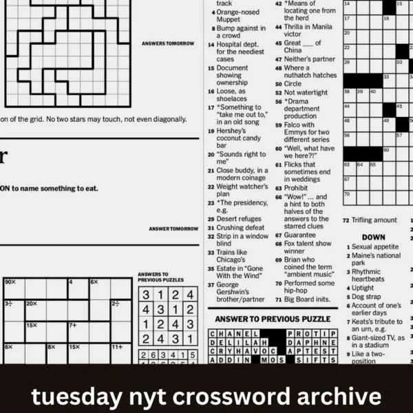 Tuesday NYT Crossword Archive